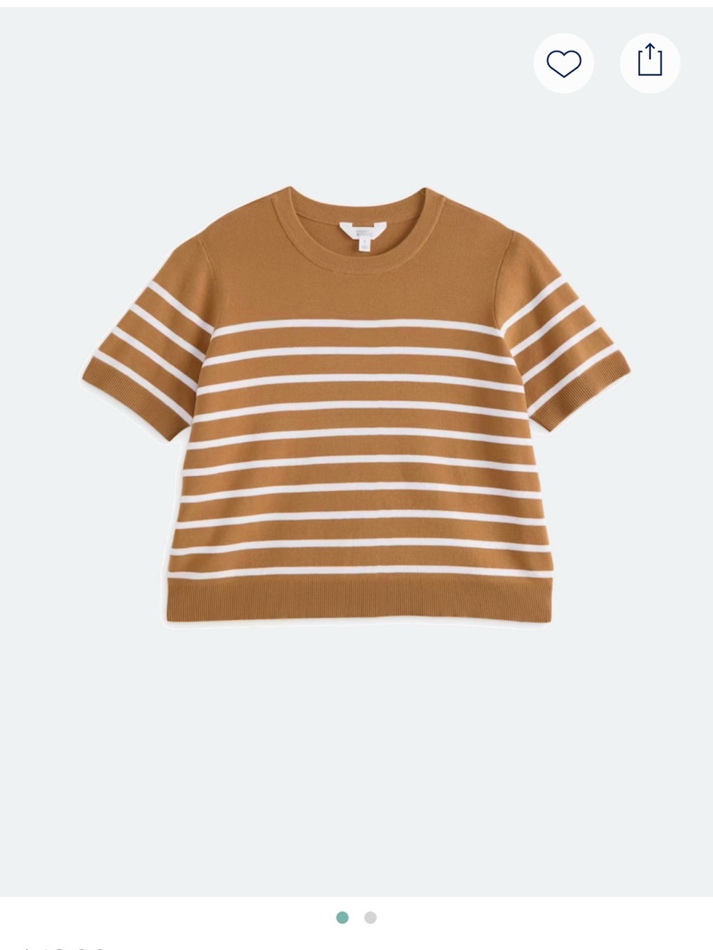 Market & Spruce Short-Sleeve Striped Knit Tee - Camel & White